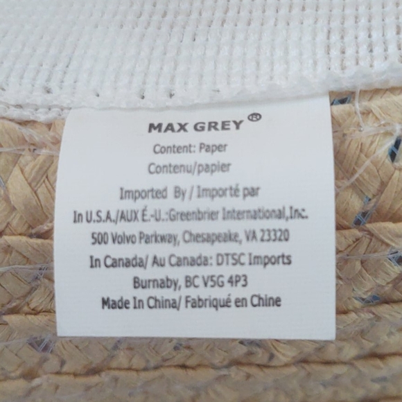 NWOT Max Grey Imported Straw-Style Paper Hat - Picture 3 of 3
